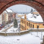 冬のヘルシンボリの町並み　スウェーデンの冬の風景