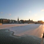 冬の夕暮れのストックホルム　スウェーデンの風景