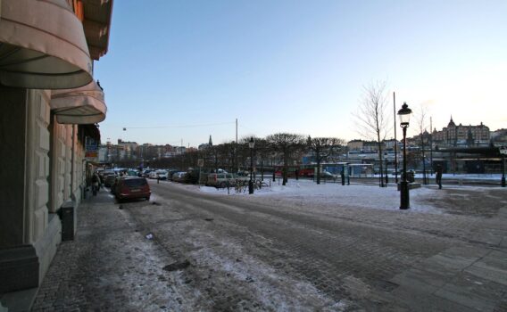 雪の残るストックホルムの街並み　スウェーデンの風景
