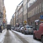 冬のストックホルムの通り　スウェーデンの風景