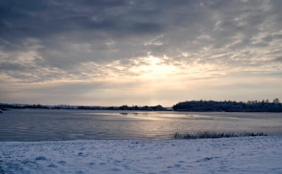冬の湖　フィンランドの冬の風景